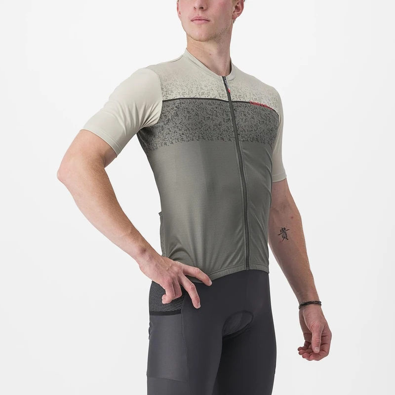 CASTELLI 4523017-076 Unlimited ENTRATA Jersey Men's T-Shirt Travertine Gray/Forest Gray L