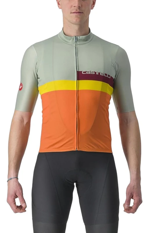 CASTELLI 4522017-346 A BLOCCO Jersey Men's T-Shirt Defender Green/Dark RED-Bordeaux-Passion Fruit-Scarlet Lava XXL