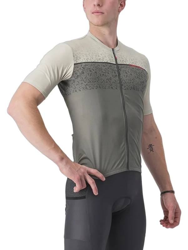 CASTELLI 4523017-076 Unlimited ENTRATA Jersey Men's T-Shirt Travertine Gray/Forest Gray XL