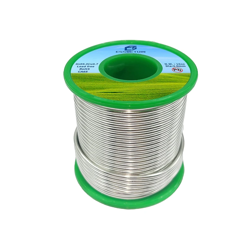 Essmetuin Lead-Free Solder Wire(Sn99.3Cu0.7) for Plumbing Solder/Stained Glass/Crafts/Jewelry 217℃ Melting Point 2.0MM No Flux,ROHS(16oz)