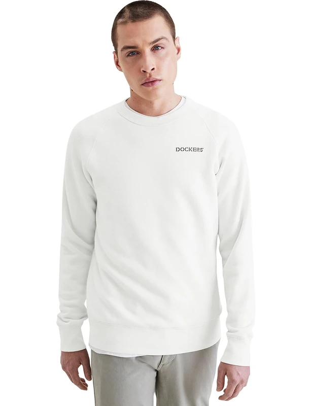 Dockers Original Crewneck Sweatshirt Regular Stencil Logo Egret (Burma Gray) S