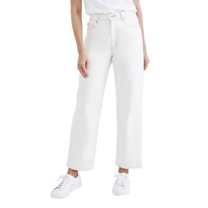 DOCKERS Womens High Waist Cut Straight Jeans, White Garment Dye, 27W UK