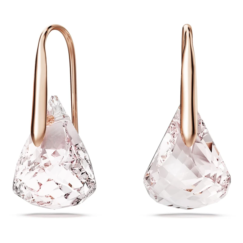 Swarovski Lunar drop earrings, Pink, Rose gold-tone plated
