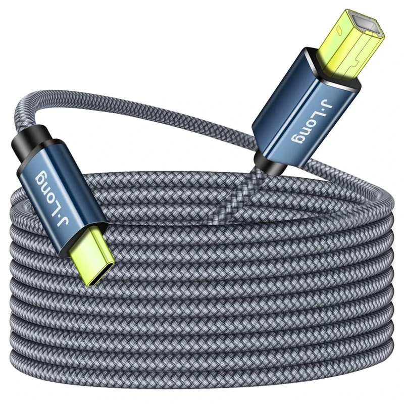 USB C to USB B Printer Cable 6m,Braided High Speed USB Type C to USB 2.0 Type B Printer Scanner Cable Compatible with Brother,HP,Lexmark, Dell, Andriod Phone Laptop etc (6M)