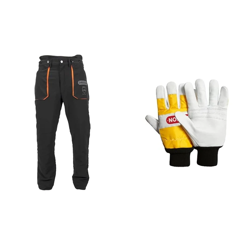 Oregon Yukon Chainsaw Protective Trousers & Gloves, Dual-Hand Protection, PPE Clothing, Professional Class 1, Size M