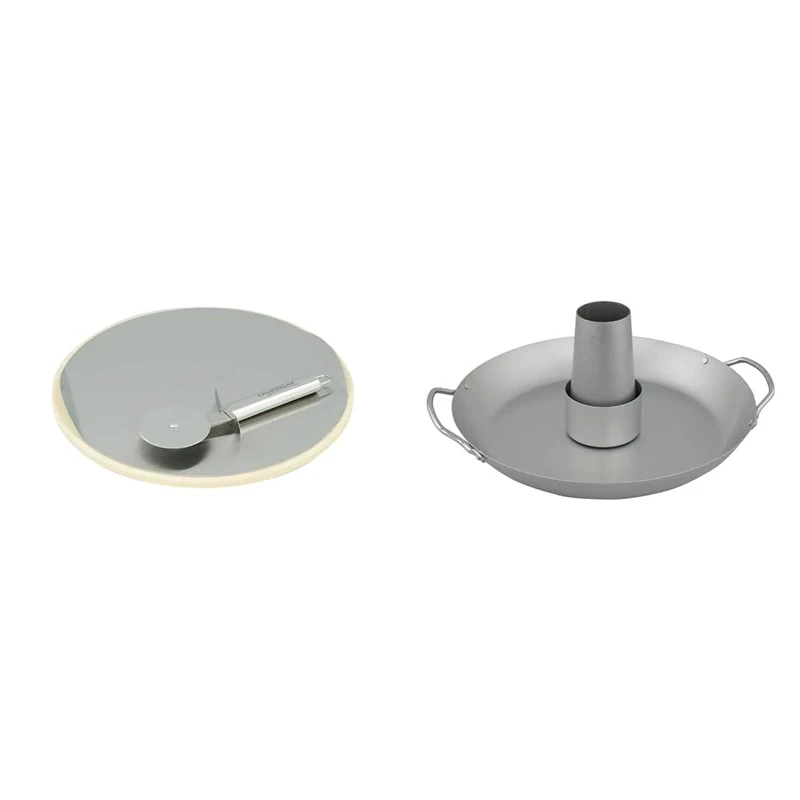 Campingaz Pizza Stone for The Culinary Modular System with Pizza Cutter Wheel, Stainless Steel Tray for Easy Application of The Food, Ã˜ 30 cm, Weight 1.56 kg & Gourmet Barbecue Poultry Roaster