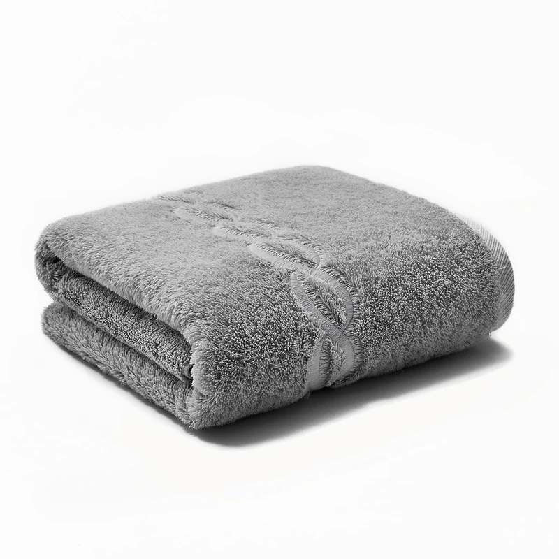 Premium Egyptian Cotton Oversized Bath Towel 1000gsm 160 x 79 cm - Grey Towel, Grey Chain - Image 1