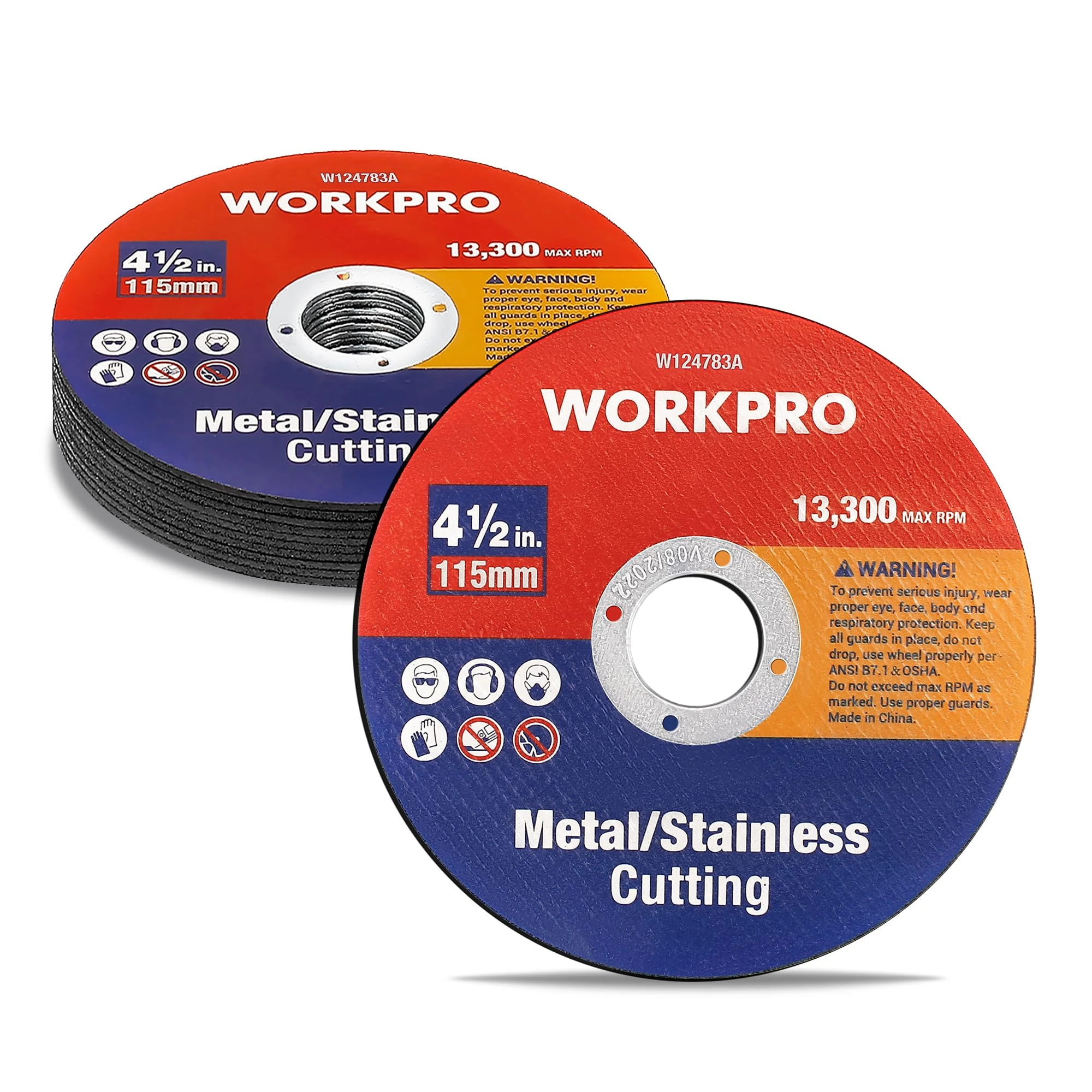 WORKPRO 10-Pack Cut Off Wheels, 115mm Metal and Stainless Steel Cutting Wheels, 1.2mm Ultra Thin Metal Cutting Discs for Angle Grinder