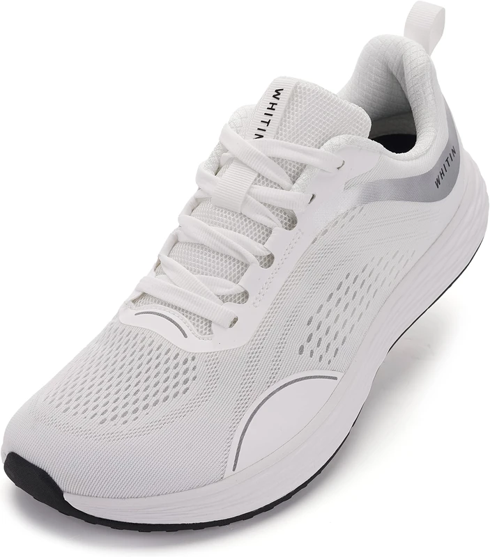WHITIN Men's Zero Drop Running Shoes + Wide Toe Box, White, 8 Wide
