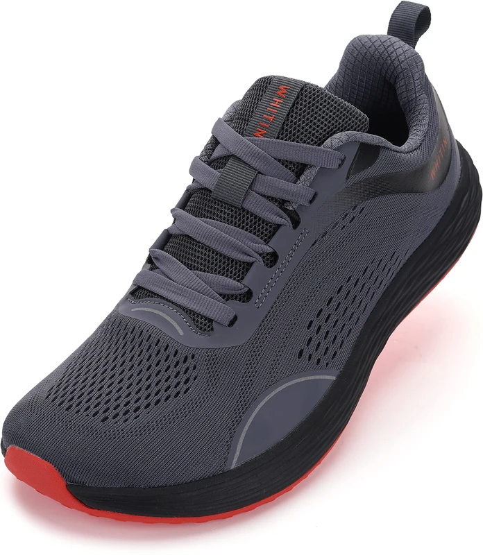 WHITIN Men's Zero Drop Running Shoes + Wide Toe Box, Grey, 12 UK Wide