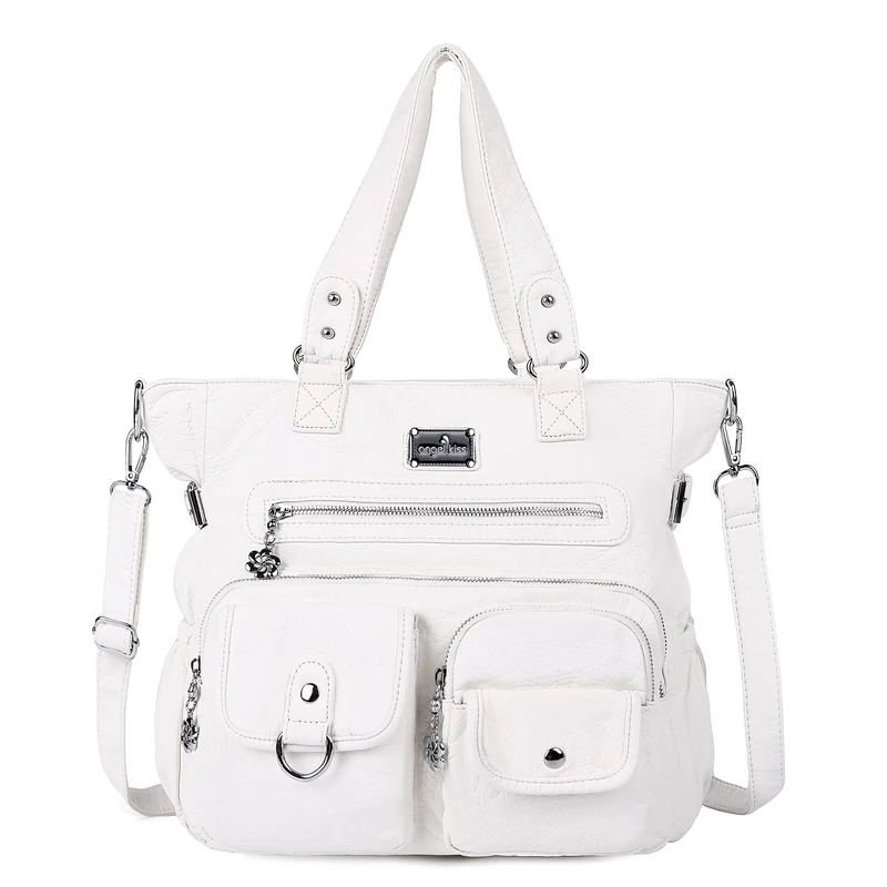 Angel Kiss Purses and Handbag for Women Soft Leather Hobo Bags Satchel Shoulder Bags Ladies Tote Crossbody Bag, White25, M