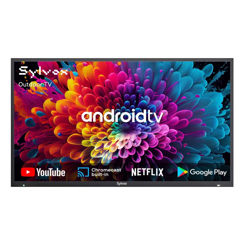 SYLVOX Outdoor TV, 4K UHD 65 Inch Smart TV, IP55 Waterproof 1000 nits Brightness for Partial Sun, Outdoor Television Powered by Android OS, Works with Voice Assistant & Screen Cast (Deck Pro)