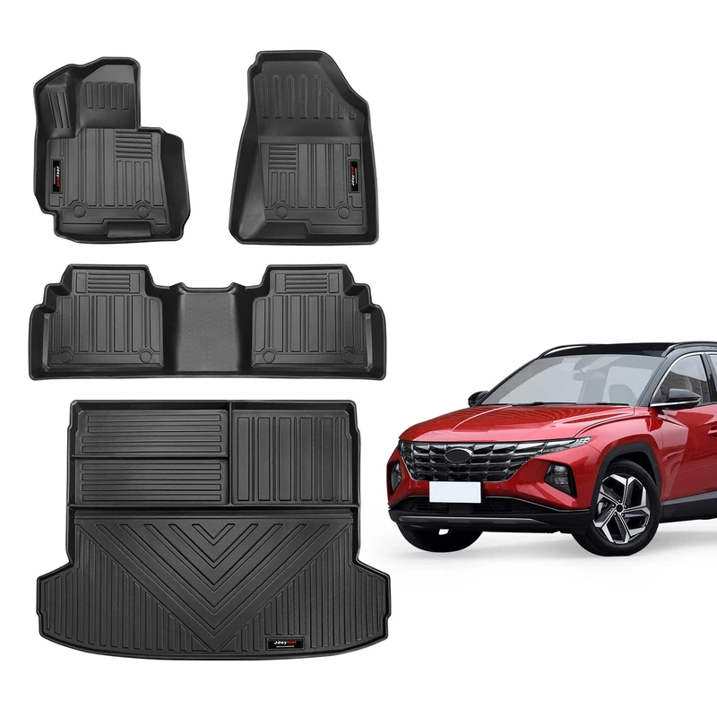 Jdeymat Floor Mats & Cargo Liner Set Compatible for Hyundai Tucson 2022 2023 2024 Accessories All Weather Rubber Protect Mat Black (Fit All Models) (Floor Mats+Cargo Liner)