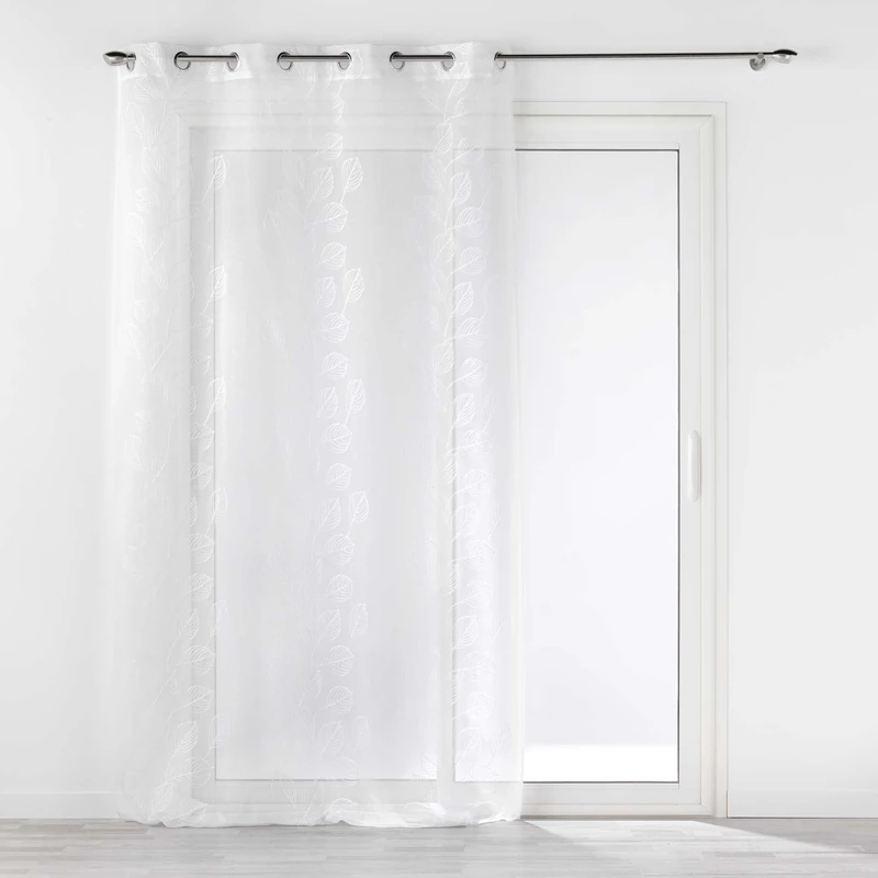 Douceur d'Intérieur Edenia White Sandblasted Embroidered Eyelet Curtain 140 x 240 cm
