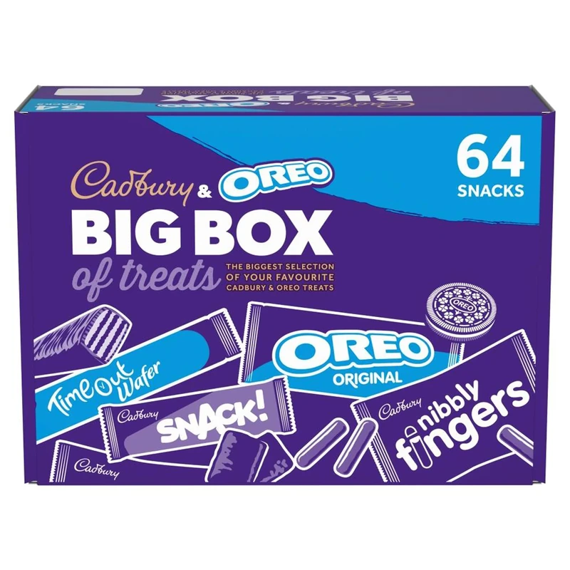 Cadbury & OREO Big Box of Treats, 64 Assorted Chocolates and Snacks, 1790 g (Pack of 1)
