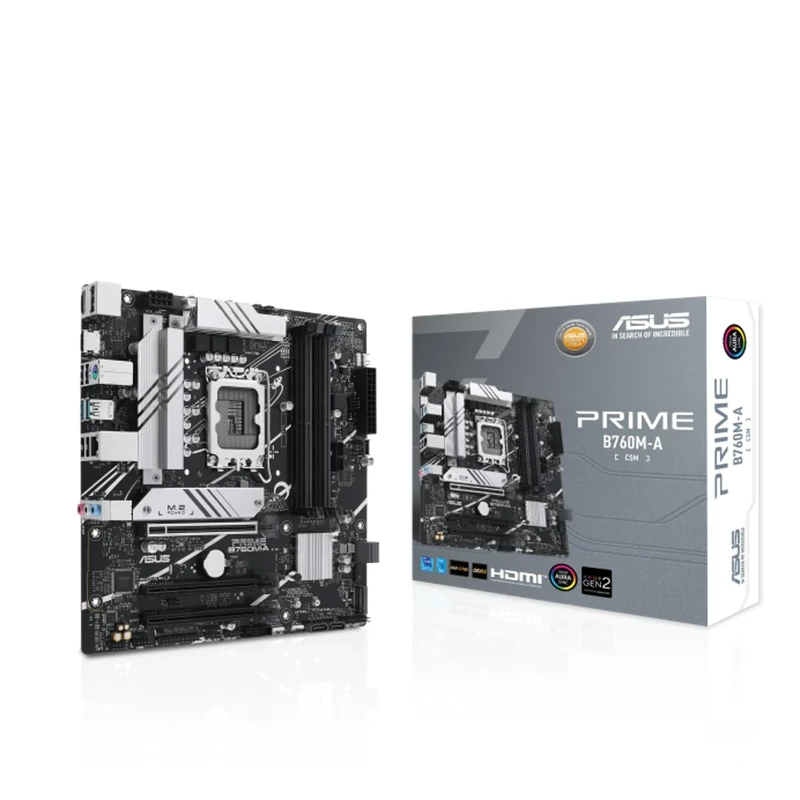 ASUS PRIME B760M-A-CSM Business Motherboard Socket Intel LGA 1700 (Intel B760, mATX, DDR5 Memory, 2x PCIe 4.0 M.2, Aura Sync)