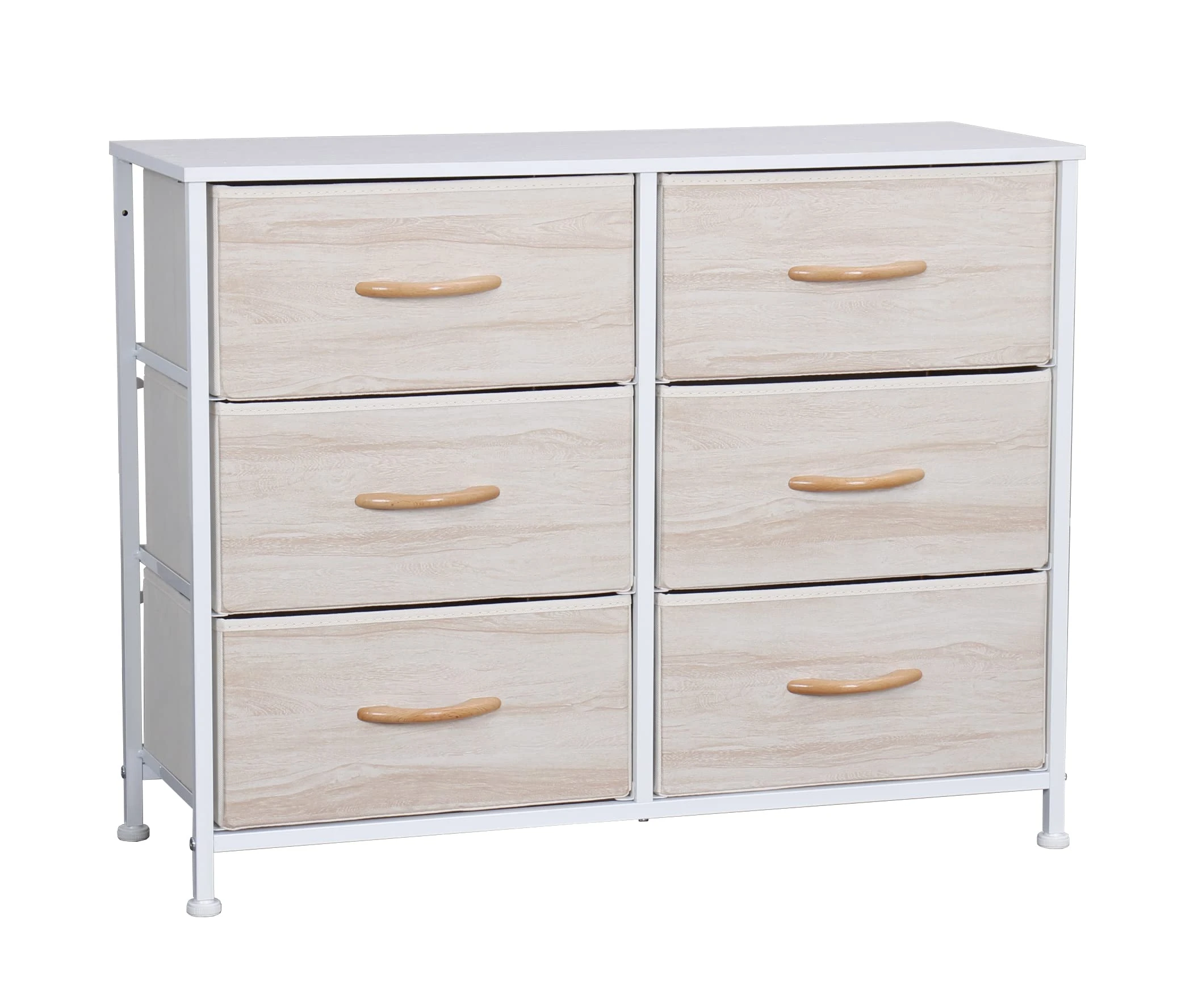 Requena 6-Drawer Chest of Drawers with Wood Top, Large Storage Space, Easy to Install Room Organizer for Bedroom, Living Room, Nursery, Hallway (CD-5826-BEECH-WH)
