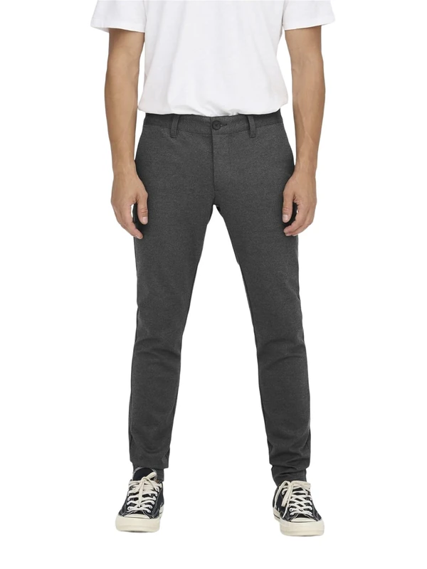 ONLY & SONS ONSMARK 2911 Men's Chino Trousers - Slim Fit - Black W28-W38 Stretch, Black, 28 W/34 L
