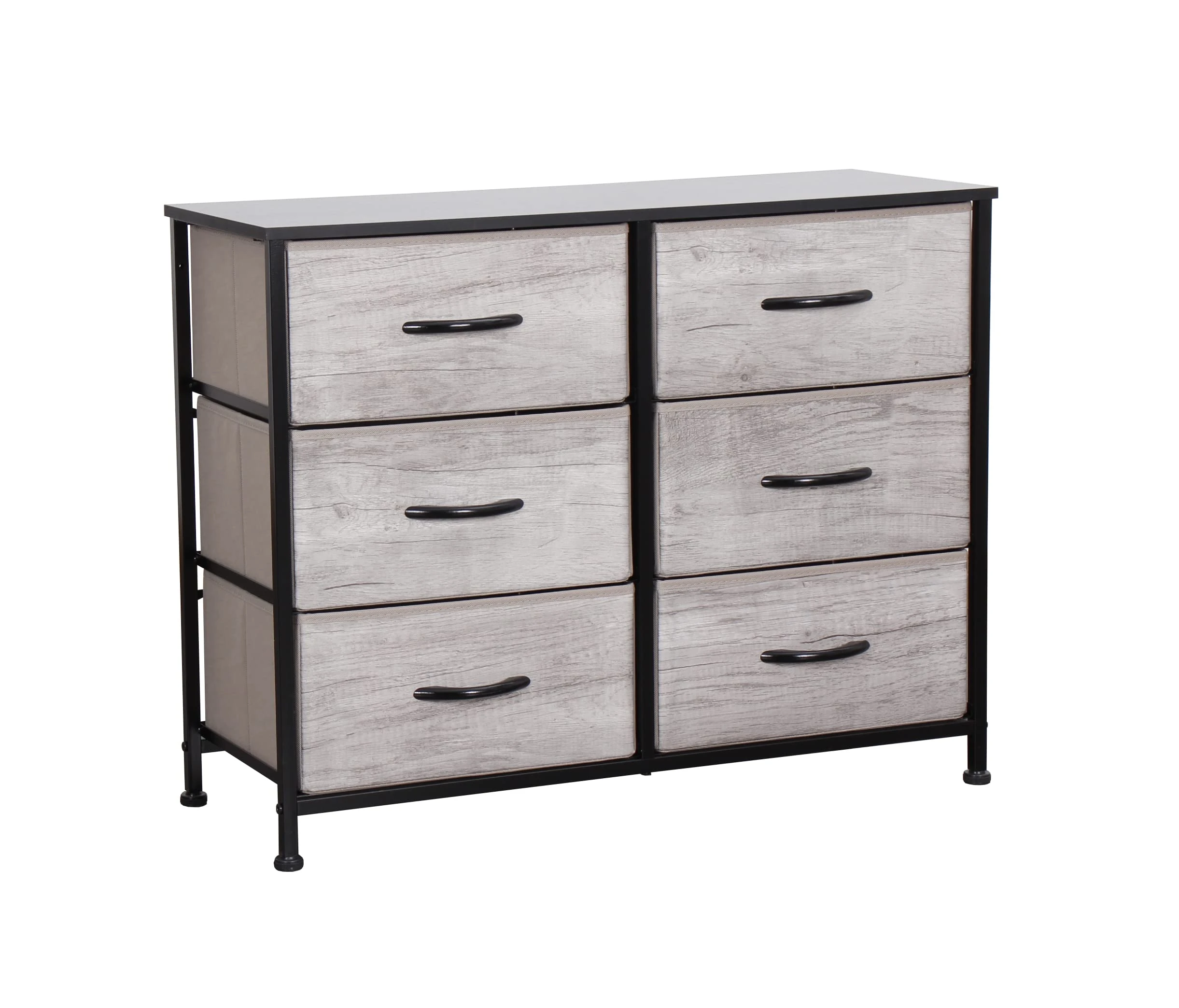 Requena Chest of Drawers, 6 Drawers with Wood Top and Large Storage Space, Easy to Install Organizer, for Bedroom, Living Room, Nursery, Hallway CD-5826-GREY-BLK