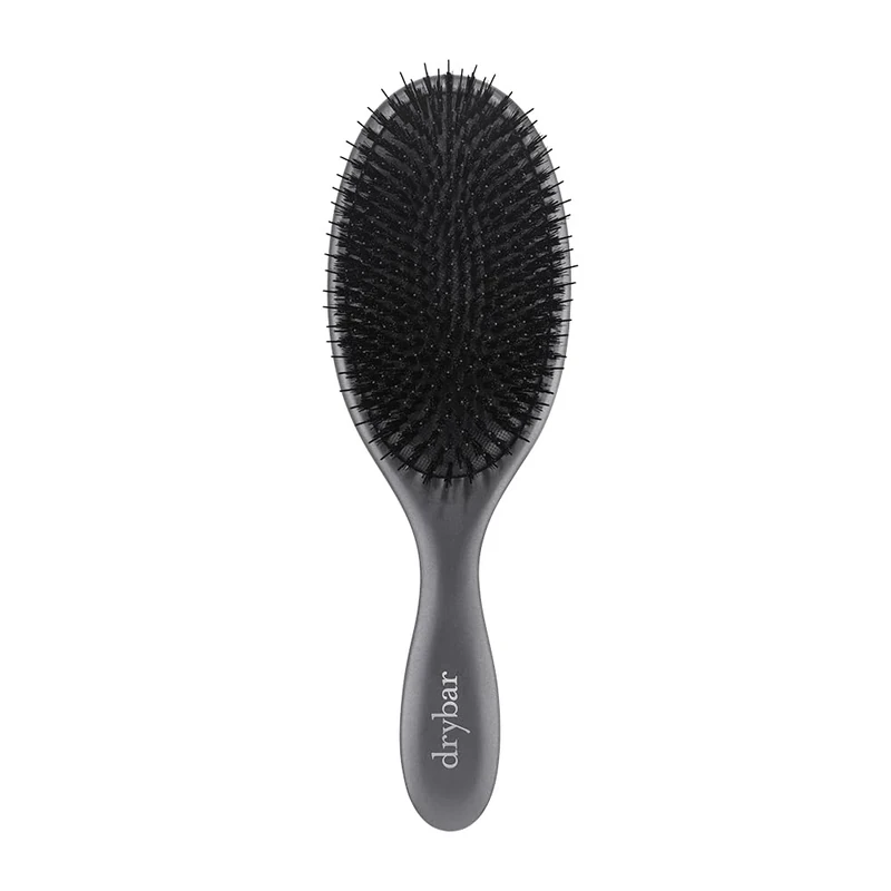 Drybar Flat Mate Boar Bristle Brush - Handcrafted, Premium Boar & Nylon Bristles, Lightweight Beechwood, Adds Shine & Conditions, All Hair Types, Grey, Women's Adult Hair Brush