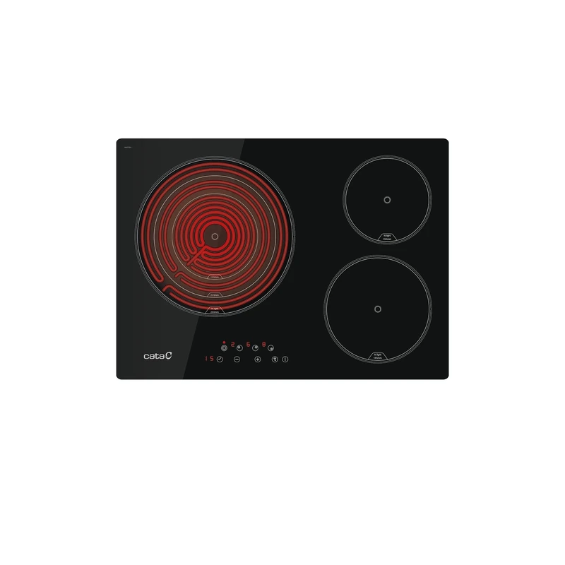 Cata | Induction Hob | Model TT 5003/G | 3 Cooking Areas | Plate with 9 Adjustable Power Levels + Booster | Width 59 cm | Black Finish - Image 1