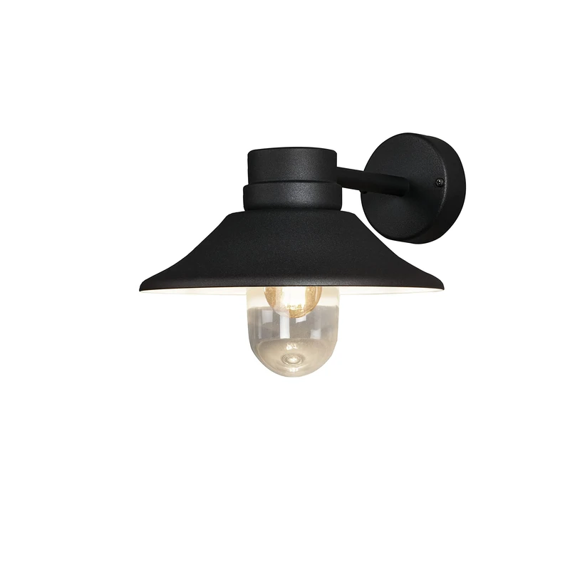 Konstsmide Outdoor Wall Light Mains Powered/Vega Down Traditional Porch Lantern/1 x 60 W E27 Max Lamp/Clear Glass/Aluminium/IP54/Outside Light Matt Black,29 x 26,5 x 36 cm