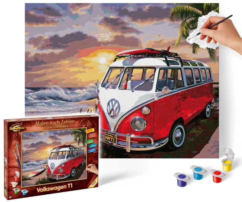 Schipper 609130861 Paint by Numbers - Volkswagen T1 - Painting Pictures for Adults, Includes Brush and Acrylic Paints, 40 x 50 cm