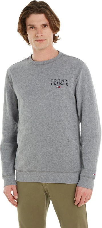 Tommy Hilfiger Men's Sweatshirt without Hood, Grey (Medium Grey Heather), XL