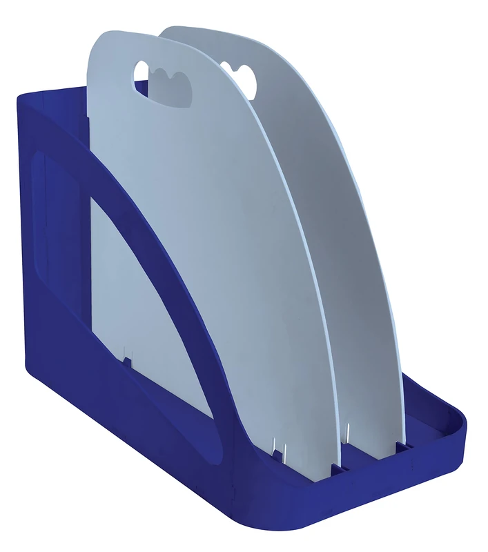 Exacompta - Ref. 3500383D - FLEX BOX - Flexible storage accessory with handle - 3 compartments for storing office essentials: PC, binder, pencil holder - Navy blue/light blue