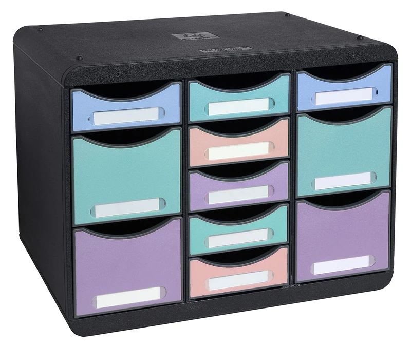 Exacompta - Ref. 3132796D - STORE-BOX multi - 1 unit with 7 thin drawers and 4 high drawers - External dimensions: Depth 27 x width 35.5 x Height 27.1 cm - Landscape format - Matching watercolour