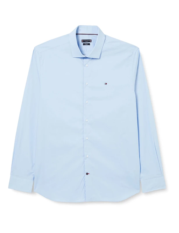 Tommy Hilfiger Men's Core Cl Flex Poplin Sf Shirt Mw0mw25040 Dress Shirts, Blue (Custom Color Light Blue), 42