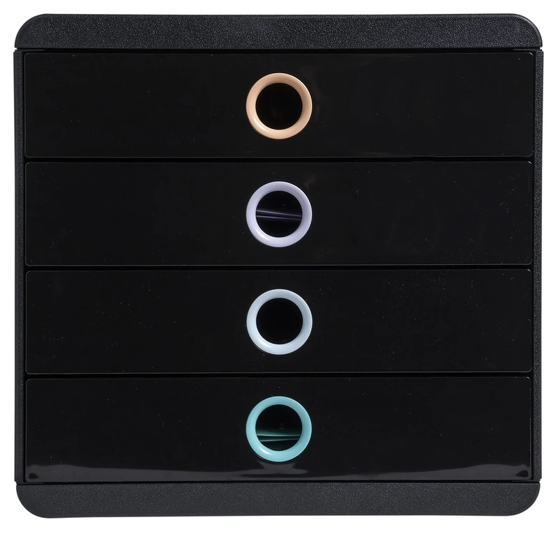 Exacompta - Ref. 314496D - POP-BOX - Box with 4 closed drawers for A4+ documents - External dimensions: Depth 34.7 x width 27.8 x Height 26.7 cm - Aquarel 4 assorted colours