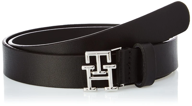 Tommy Hilfiger Women’s TH Logo 2.5 Leather Belt, Black (Black), 37.4 inches