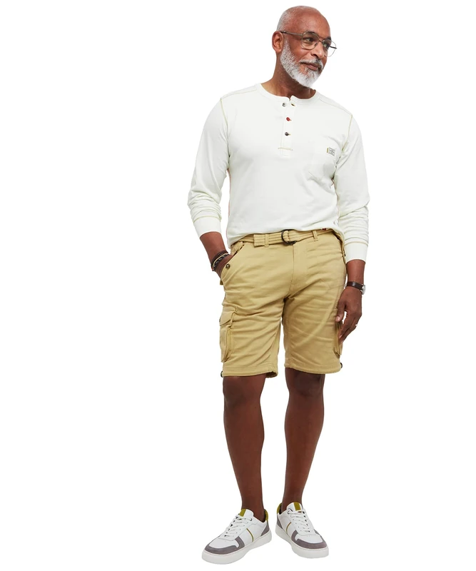Joe Browns Men's Multi Pocket Knee Length Belted Relaxed Cargo Shorts, Brown, 30 Waist