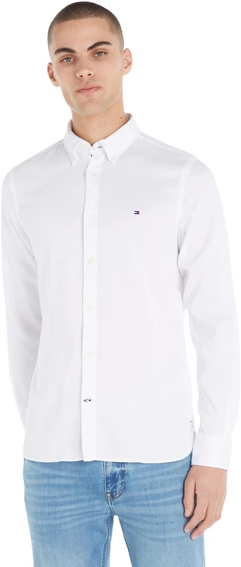 Tommy Hilfiger Men's Core Flex Dobby Sf Shirt Mw0mw25038 Casual Shirts, White (White), XXL