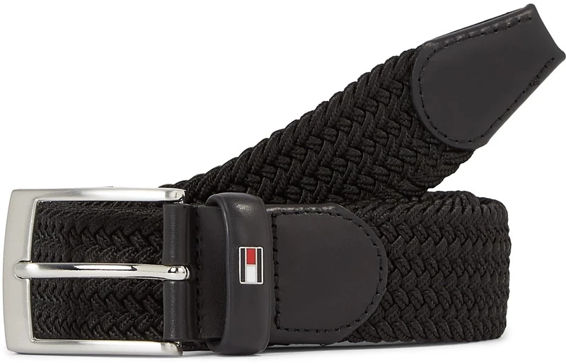 Tommy Hilfiger Men’s New Adan 3.5 Fabric Belt, Black (Black), 33.5 inches