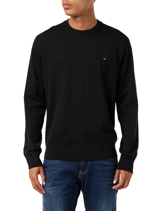 Tommy Hilfiger Men's 1985 Crew Neck Sweater Mw0mw30955 Pullovers, Black (Black), 3XL