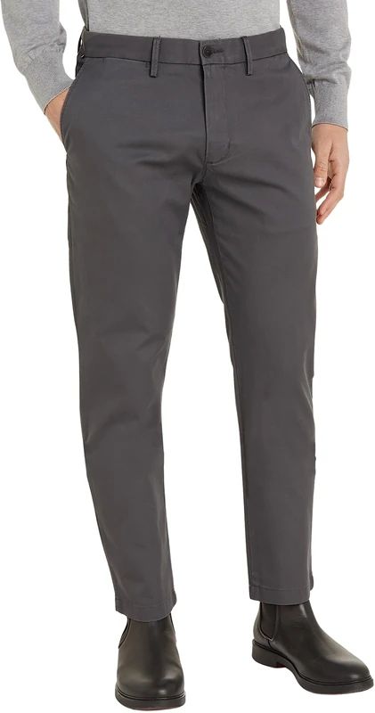 Tommy Hilfiger Men’s Core Denton 1985 Pima Cotton Chinos, Grey (Dark Ash), 38W/36L