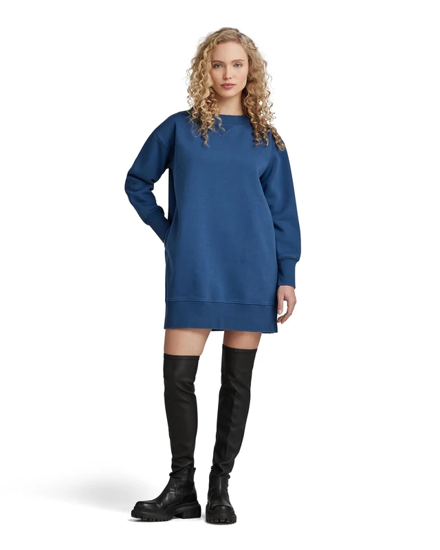 G-Star Women's Loose vintage sw dress r ls wmn, Blue (rank blue D23499-D425-868), S