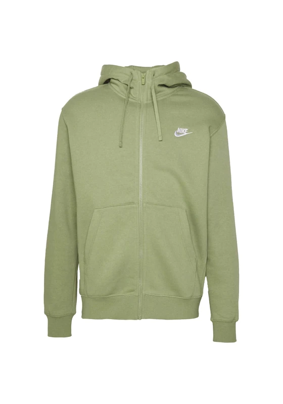 NIKE Men's NSW Club Hoodie Fz Bb T-Shirt, Oil Green/Oil Green/White, XXL