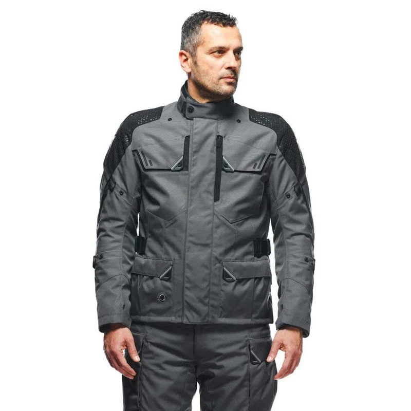 Dainese - Ladakh 3L D-Dry Jacket, Waterproof Motorcycle Touring Jacket, Protections On Shoulders And Elbows, 4 Seasons, Motorcycle Jacket For Men, Iron-Gate/Black, 44
