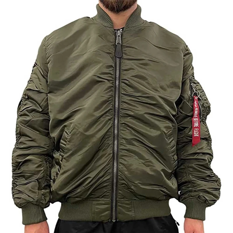 Alpha Industries MA-1 OS Puckered Bomber Jacket for Men Dark Olive