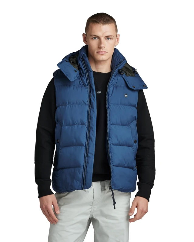 G-Star Men's G-Whistler Padded Hooded Vest, Blue (rank blue D20101-D199-868), XL