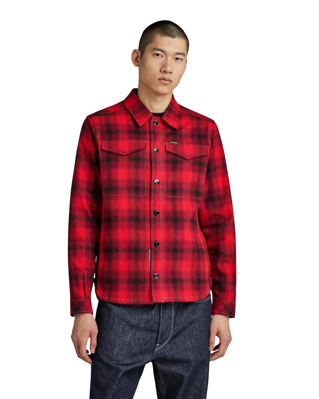 G-Star Men's Check overshirt, Multicolour (dk flame blur check D23662-C904-G090), S