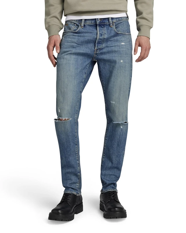 G-Star Men's 3301 Slim Fit Jeans, Blue (antique faded oasis ripped 51001-D498-G128), 34W / 32L
