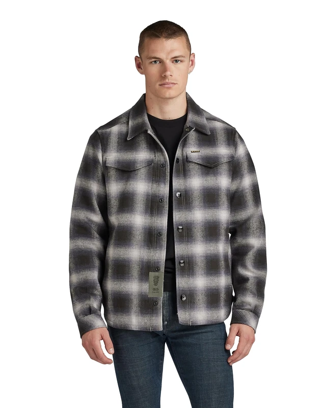 G-Star Men's Check overshirt, Multicolour (raven blur check D23662-C904-C754), XL
