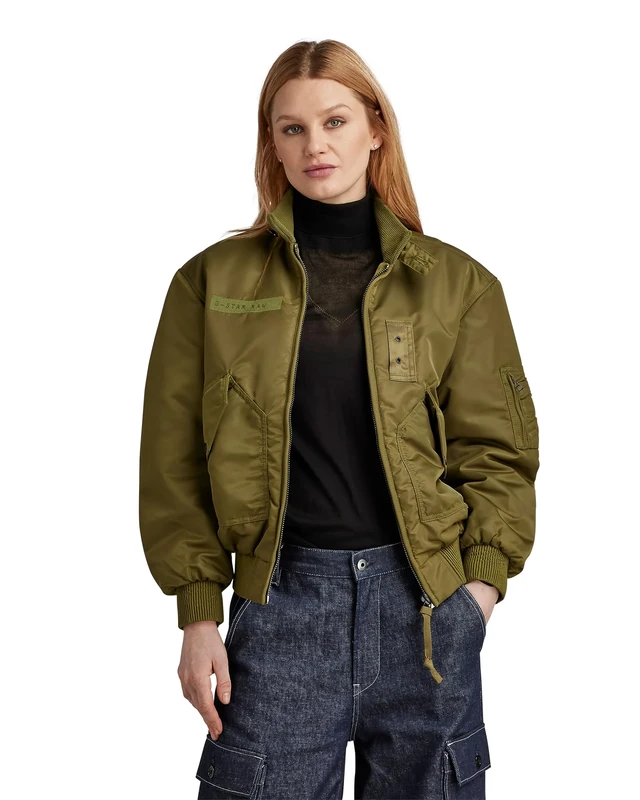 G-Star Women's Nylon Bomber wmn, Green (dark olive D23542-C143-C744), L