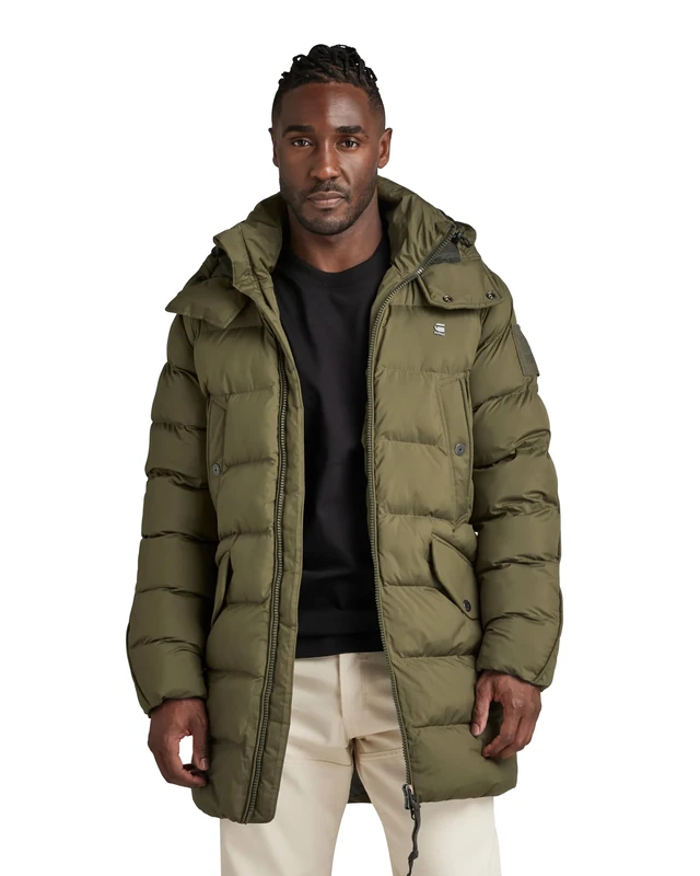 G-Star Men's G-Whistler Padded Hooded Parka, Green (dark olive D20102-D199-C744), XS