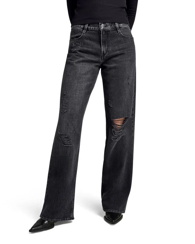 G-Star Women's Judee Loose Low Waist Jeans, Black (worn in black smoke ripped D22889-D291-G131), 32W / 32L