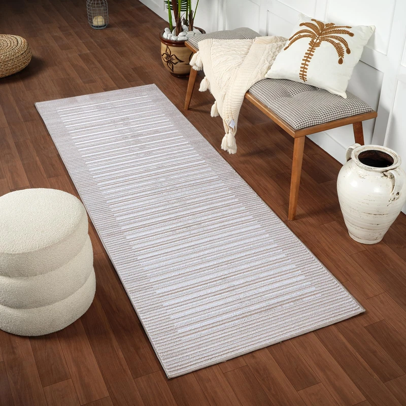 Livabliss Zagora Geometric Rug - Scandi Runner Rugs Living Room 80x150 cm, Hallway, Kitchen - Neutral, Patterned Carpet Runners, Boho Style, Easy Care - Large Rug, Brown, Beige, White and Grey